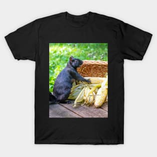 Squirrel is happy to find a basket of corn on the cob T-Shirt